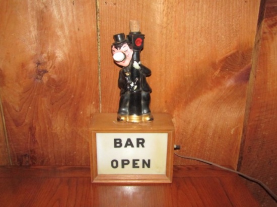 Vtg Lighted " Bar Open " Countertop Sign