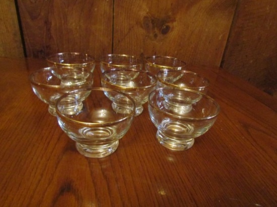 Lot Of 8 Glass W/ Gold Rims Coupe Glasses