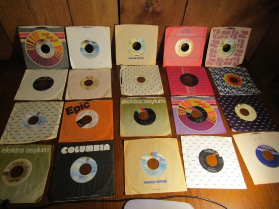 Lot Of Twenty 45 R P M Rock And Pop Vinyl Records W/ Sleeves