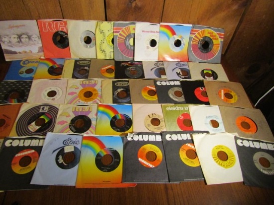 Lot Of Forty 45 R P M Country Vinyl Records W/ Sleeves