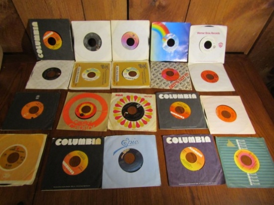 Lot Of Twenty 45 R P M Country Vinyl Records W/ Sleeves