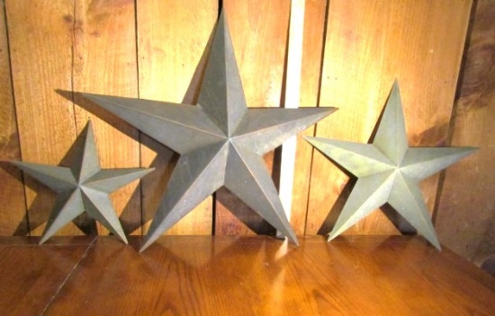 3 Metal Hanging Stars For Outdoors