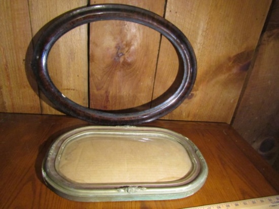 2 Vtg Oval Frames, One Has The Bubble Glass