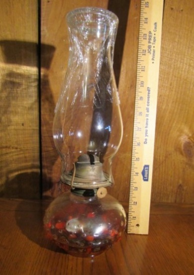 Vtg Eagle Brand Hobnail Clear Glass Oil Lamp