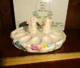 N I B 3 Piece Ceramic Easter Themed Egg Tray Set
