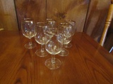 Set Of 6 Crystal White Wine Glasses W/ Gold Rim