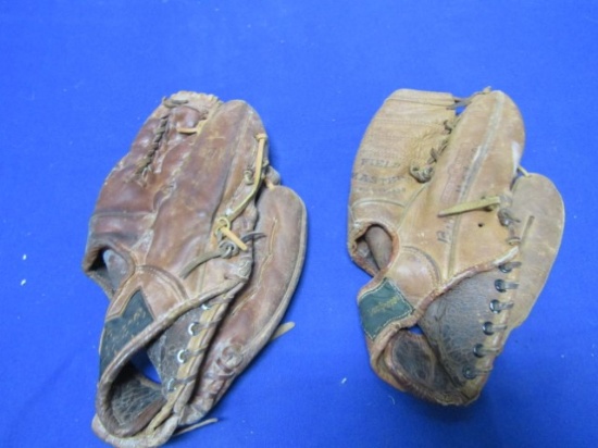 2 Vtg Leather Baseball Gloves From The 1960s