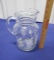 Vtg Hazel Atlas Clear Glass Pitcher W/ White Wheat And Gold Trim