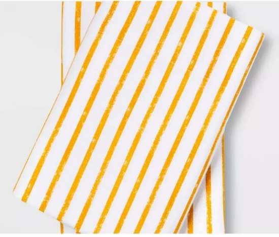 4 Sets Of Standard Easy Care Printed Pillowcase -2 Per Set Gold Stripe