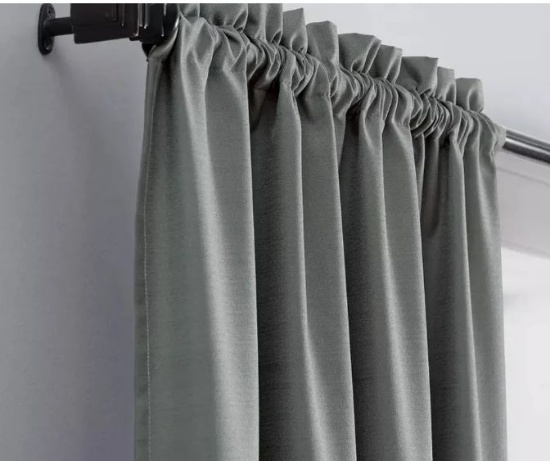 New Set Of 2 42"x84" Blackout Braxton Thermaback Window Curtain Panel Gray - Eclipse