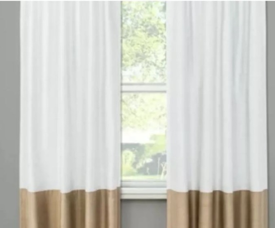 New - 1pc 50"x84" Blackout Color Block Window Curtain Panel Tan - Project 62