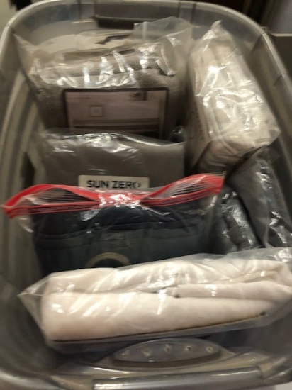 Tub of 6 Window Covering, (3 are 63" L & 3 are 84" L)See Photos