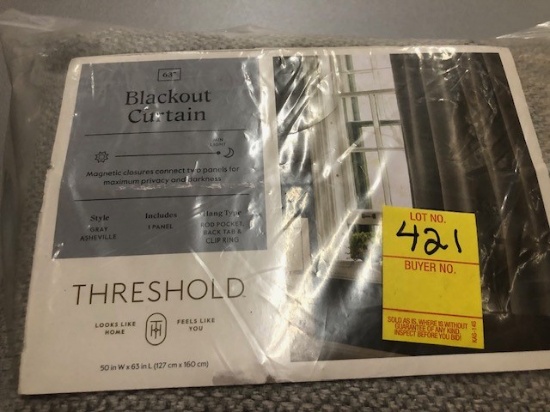 1 Gray Blackout Curtain - 50" W x 63"L