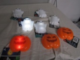 5 Ghosts And 3 Jack O Lantern Window Lights W/ Suction