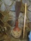 Large Modern Pottery Vase W/ Vtg Brush Broom