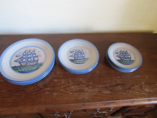 Vtg M. A. Hadley Ship Scene Plates
