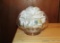 Vtg Hand Cut Bohemian Crystal Centerpiece Bowl W/ Faux Flower Made In Czech Republic