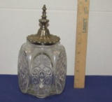Vtg Glass Candy Jar W/ Silverplated Lid