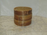 Vtg Authentic Chinese 2 Layer Bamboo Steamer