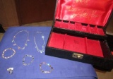 Costume Jewelry Lot: 2 Necklaces, 3 Bracelets, A Brooch And Vtg Oriental