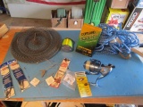Fishing Tackle Including Shakespeare Spinning Reel, Vtg Wire Collapsable