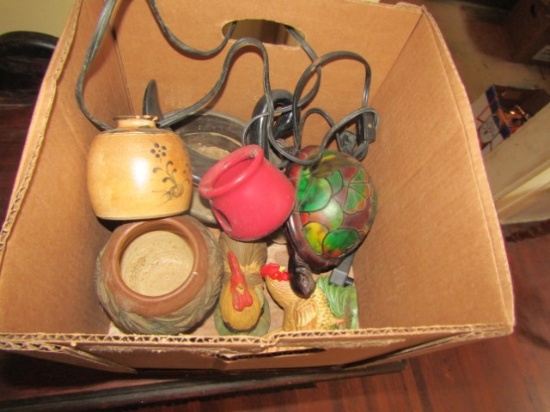 Miscellaneous Lot: Stained Glass Turtle Lamp, Pottery ( Some Signed ) Etc