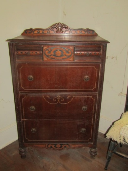 Antique Mahogany 4 Drawer Chest Of Drawers  NO SHIPPING