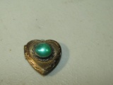 Vtg 1/20 12k Over Sterling Silver Locket W/ Opalescent Green Stone