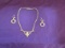Vtg Silver Tone W/ Sparkling Clear Rhinestones Necklace And Matching Screw Tight Earrings