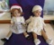 2 Vtg Plastic Mold Dolls