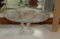 Vtg And Beautiful Crystal Pedestal Cake Plate W/ Embossed Swans