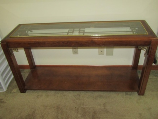 Modern Solid Wood W/ Glass Top Entry Table (LOCAL PICK UP ONLY)