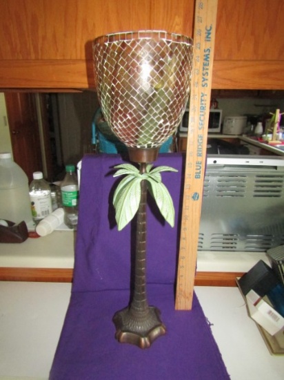 Beautiful Heavy Bronzed Metal Palmetto Tree Candle Holder (LOCAL PICK UP ONLY)