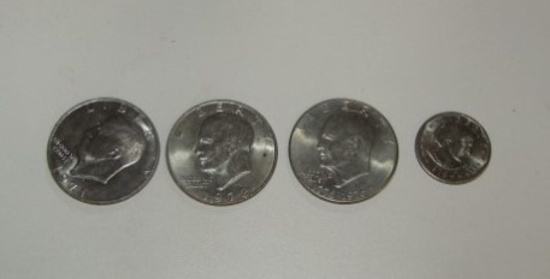 3 Eisenhower Dollar Coins And 1 Susan B. Anthony Dollar Coin