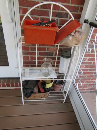 Wrought Iron 3 Shelf Stand W/ Contents (LOCAL PICK UP ONLY)