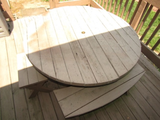 Solid Wood And Painted Picnic Table And Bench Seats (LOCAL PICK UP ONLY)