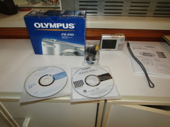 Olympus F E - 210 Digital Camera W/ Box, Instructions, Etc