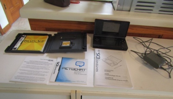 Nintendo D S Lite W/ Charger, Brain Age Game And Instructions