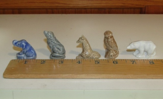 Vtg Set Of 5 Wade Whimsies Porcelain Animal Figurines
