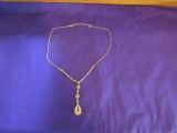 Very Nice Monet Gold Tone Necklace W/ Amber Stones