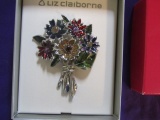 Never Used Liz Claiborne Brooch W/ Multiple Colored Rhinestones And Enamel