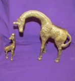 Solid Brass Mother And Baby Giraffes