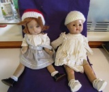 2 Vtg Plastic Mold Dolls