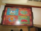 Retro Wood Serving Tray W/ Advertising