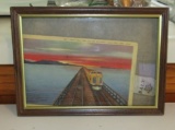 Vtg 1930-1945 Linen Postcard Of Great Salt Lake Cut Off And A Little Bag Of