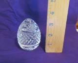 Crystal Egg Shaped Paperweight Signed France