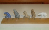 Vtg Set Of 5 Wade Whimsies Porcelain Animal Figurines