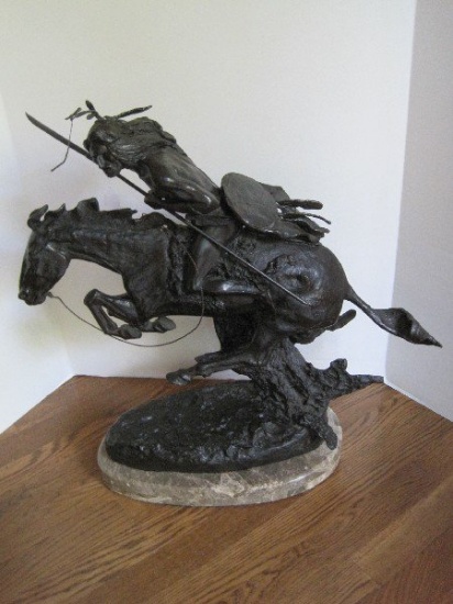 "Cheyenne" Sculpture After Frederic Remington on Marble Base