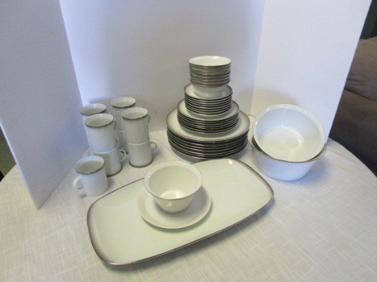 Rosenthal Studio-Line, Germany White/Silver Rimmed China Dining Set