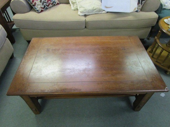 Solid Wood 2 Tier Coffee Table, 2 Slat Sides